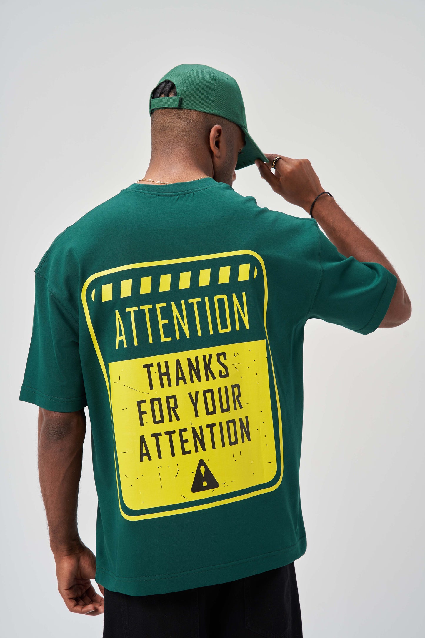 Attention Warning Green Oversize T-Shirt