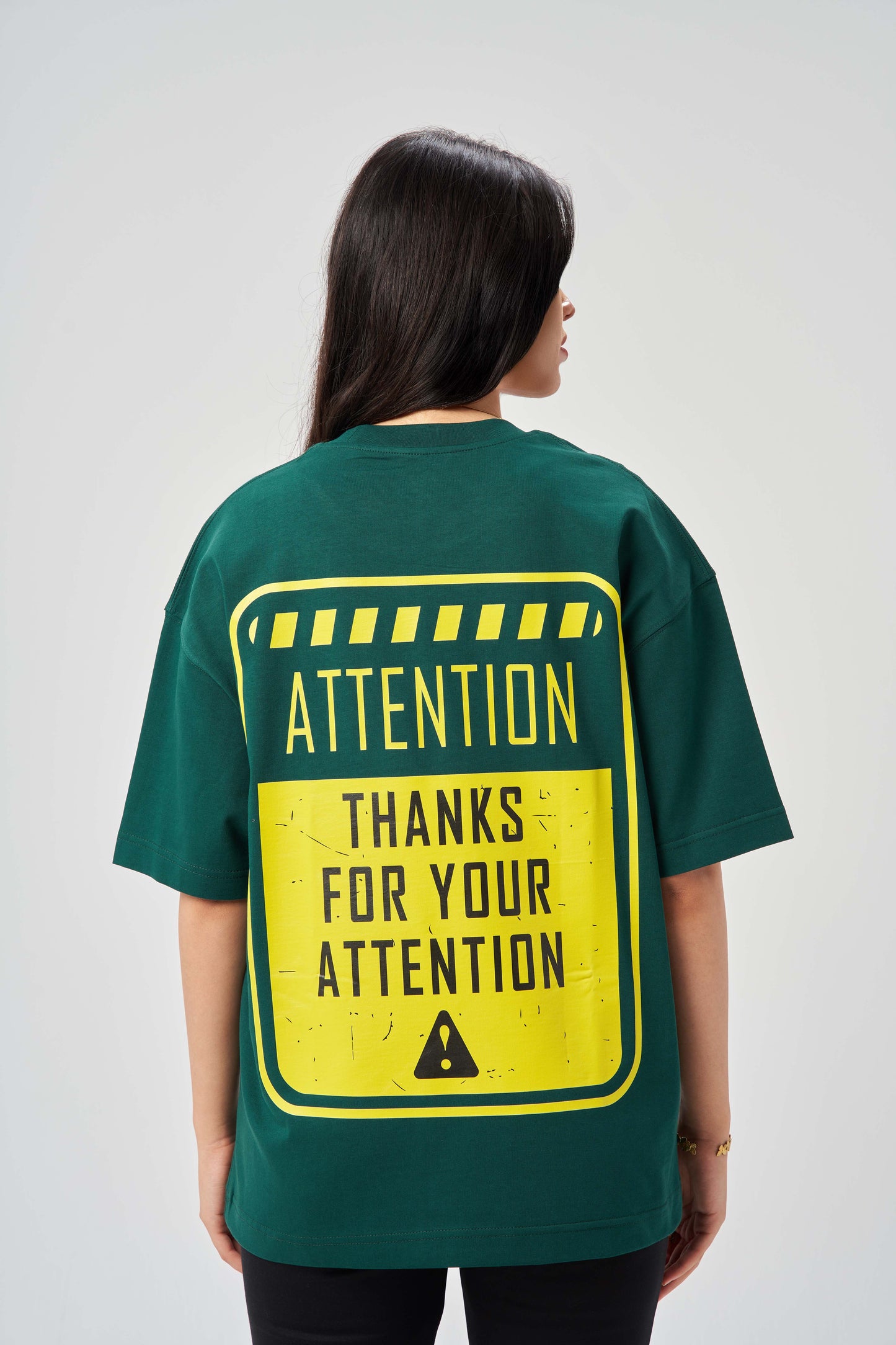 Attention Warning Green Oversize T-Shirt