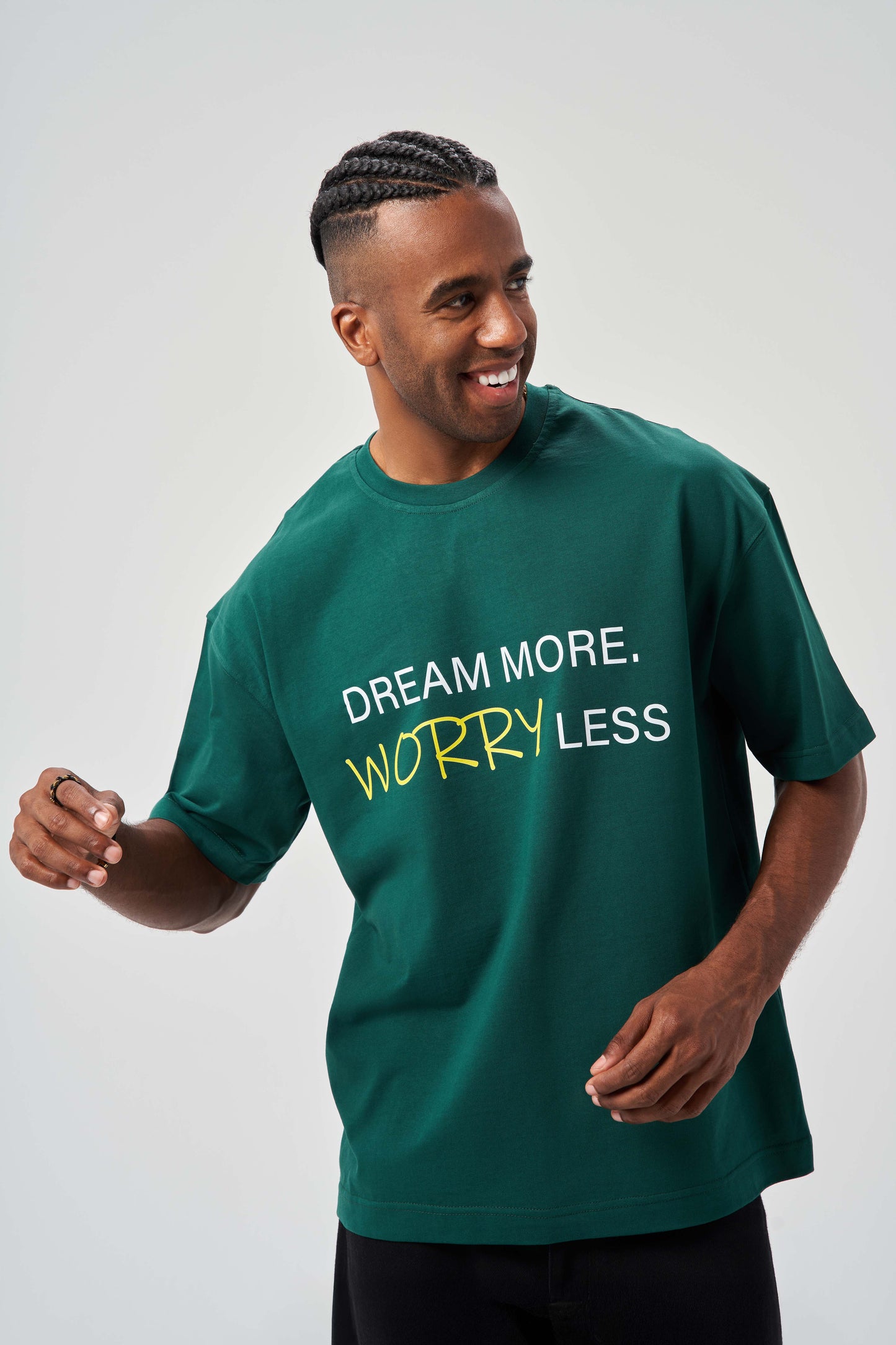 Dream More, Worry Less Green Oversize T-Shirt