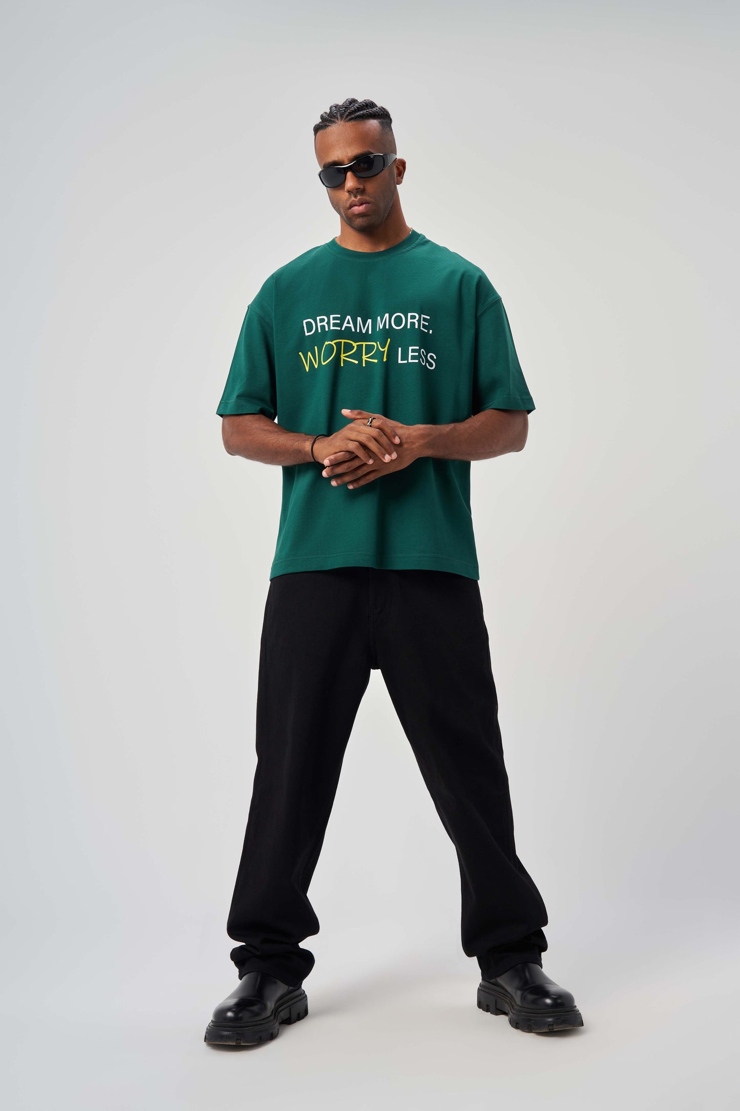 Dream More, Worry Less Green Oversize T-Shirt