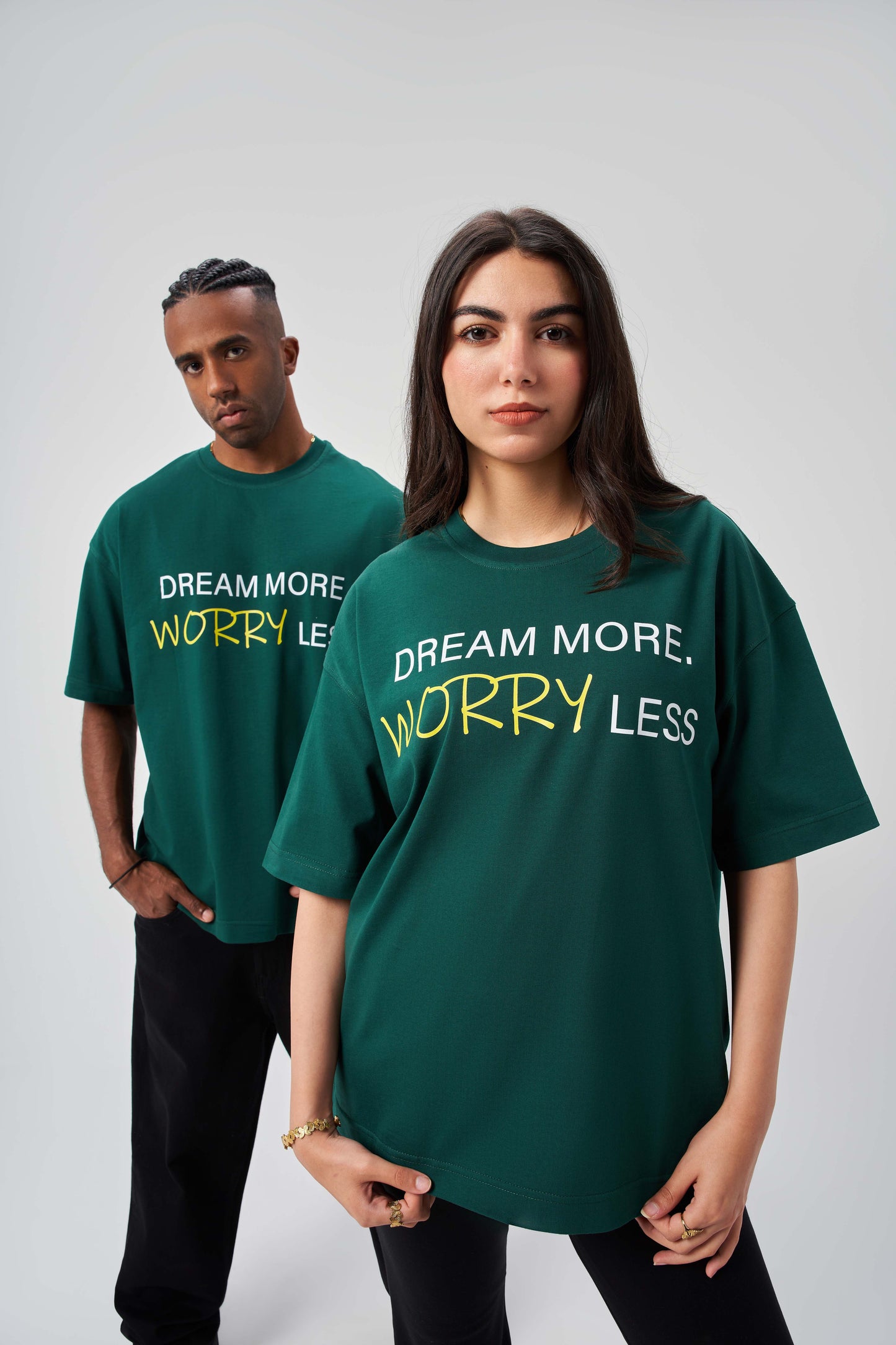 Dream More, Worry Less Green Oversize T-Shirt