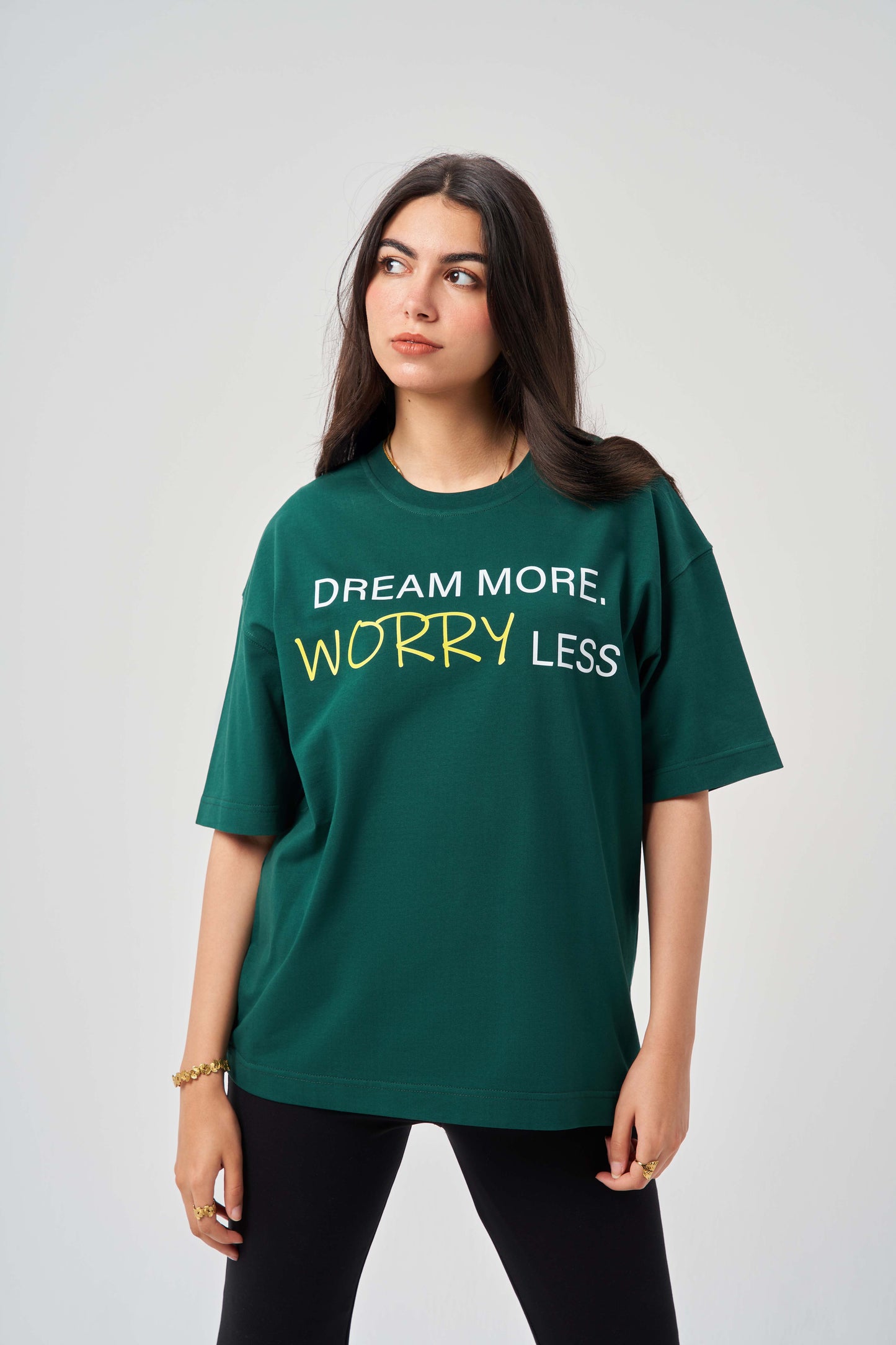 Dream More, Worry Less Green Oversize T-Shirt