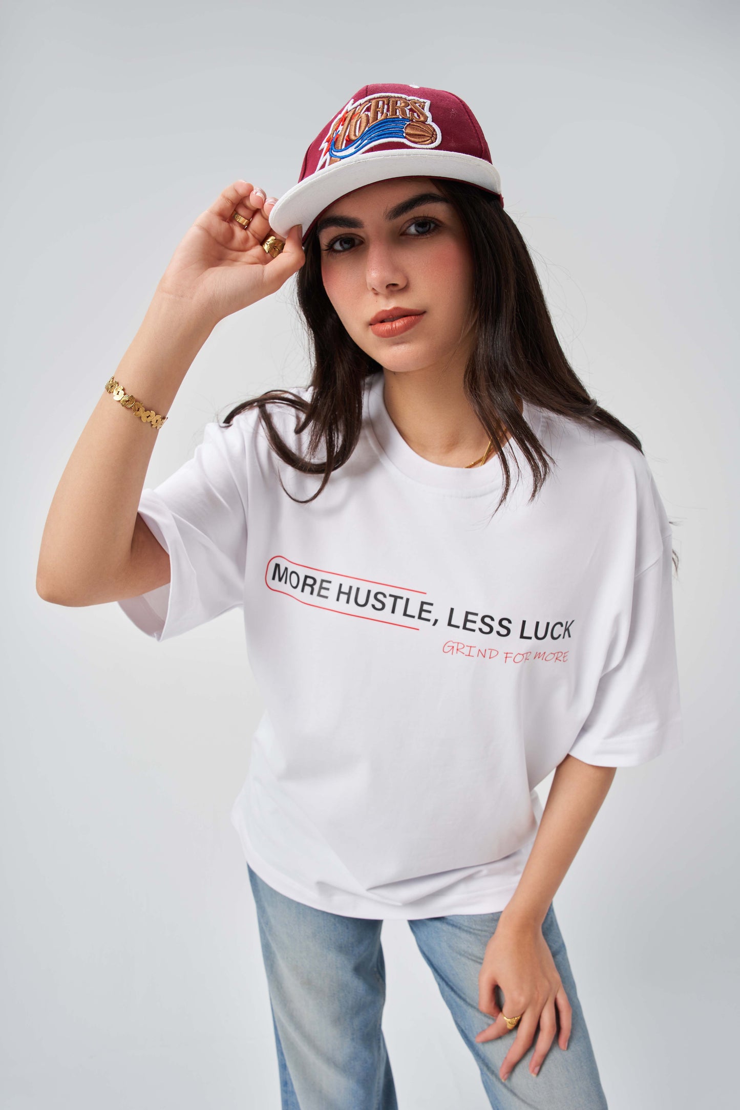 More Hustle White Oversize T-Shirt