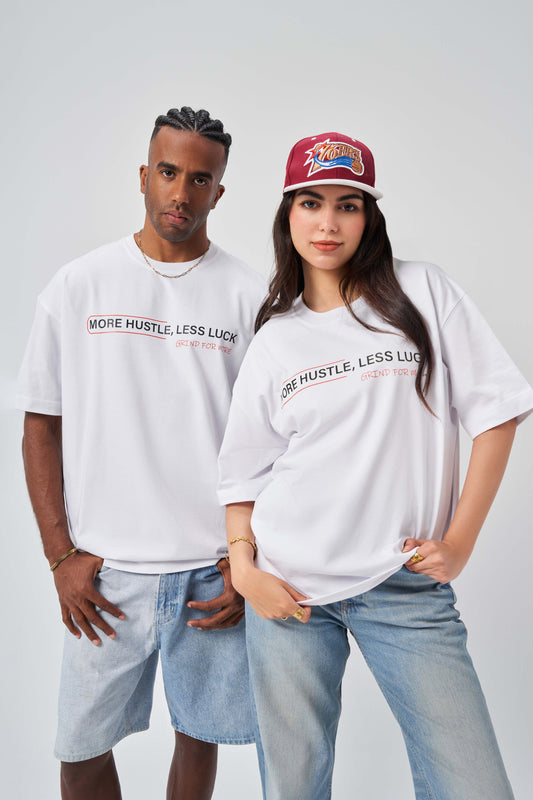 More Hustle White Oversize T-Shirt