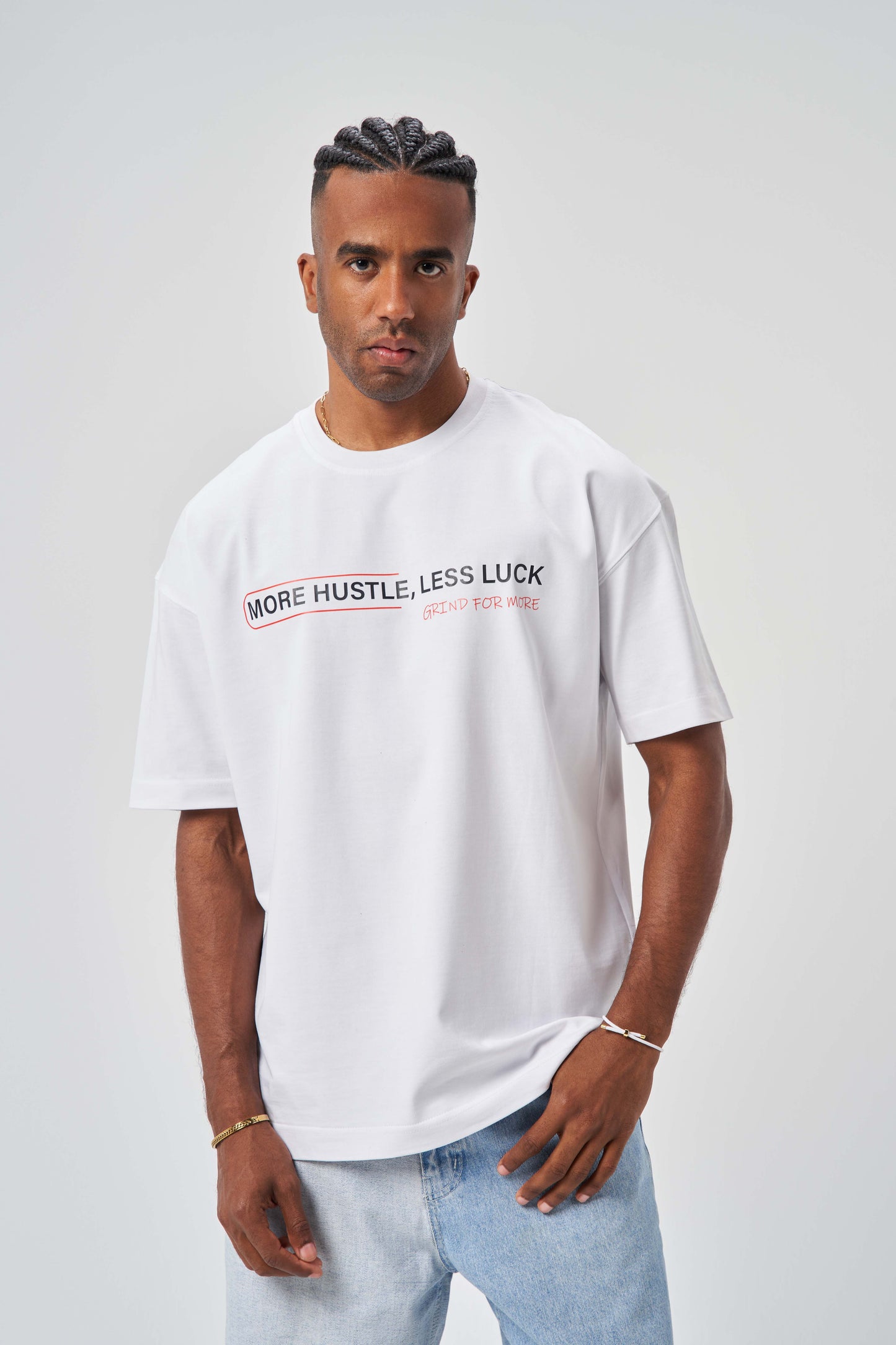 More Hustle White Oversize T-Shirt