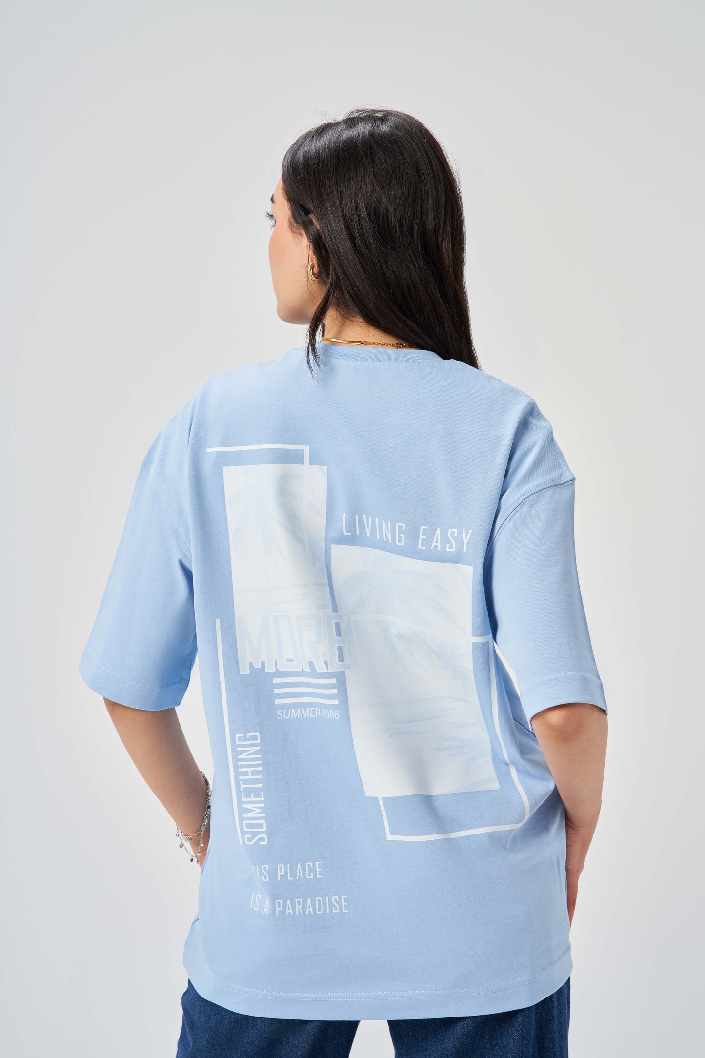 Living Easy Sky Blue Oversize T-Shirt