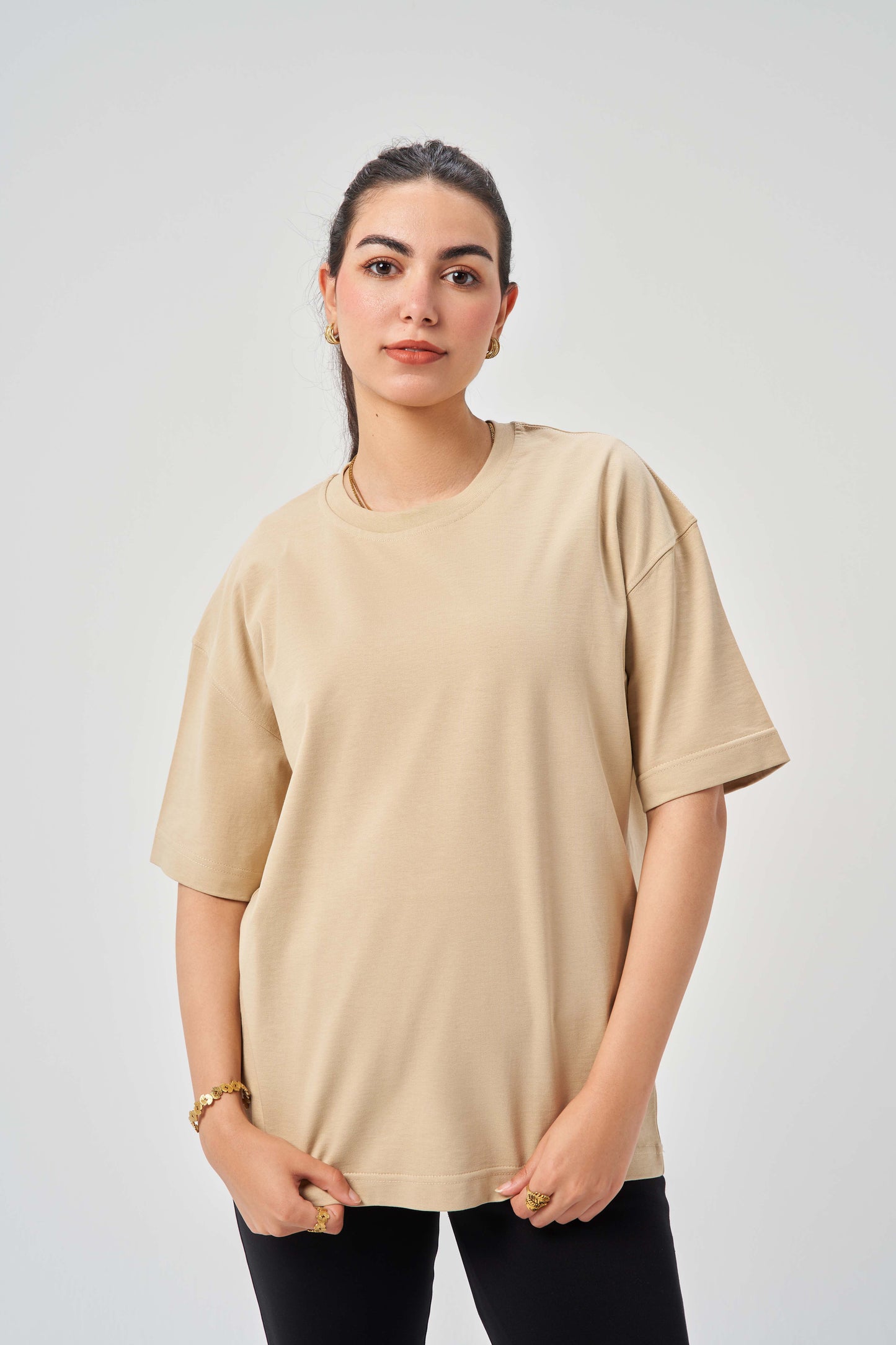 More Rises Beige OversizeT-Shirt