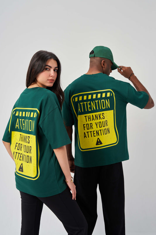 Attention Warning Green Oversize T-Shirt