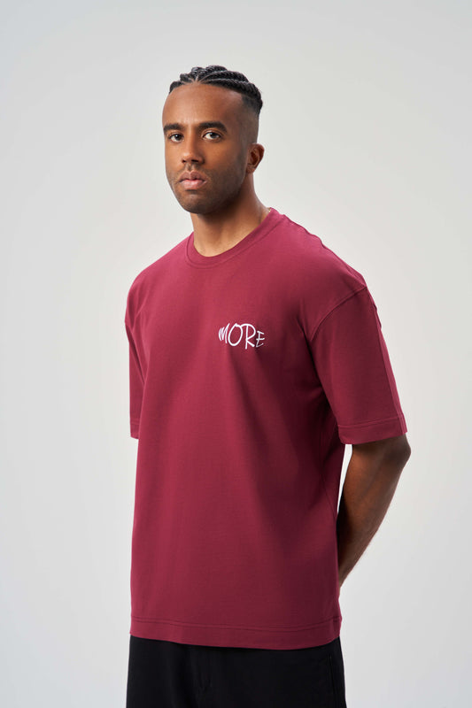 More Scribble Logo  Burgundy Oversize T-Shirt