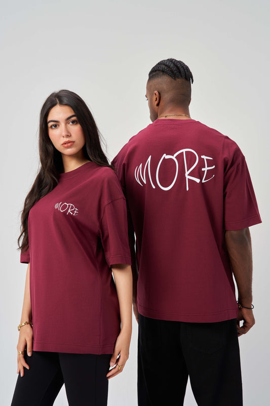 More Scribble Logo  Burgundy Oversize T-Shirt